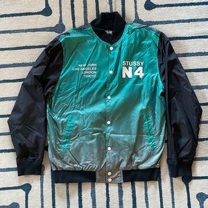 Stussy x N°4 Shop, Windbreaker/Members-only style jacket. Green and black.